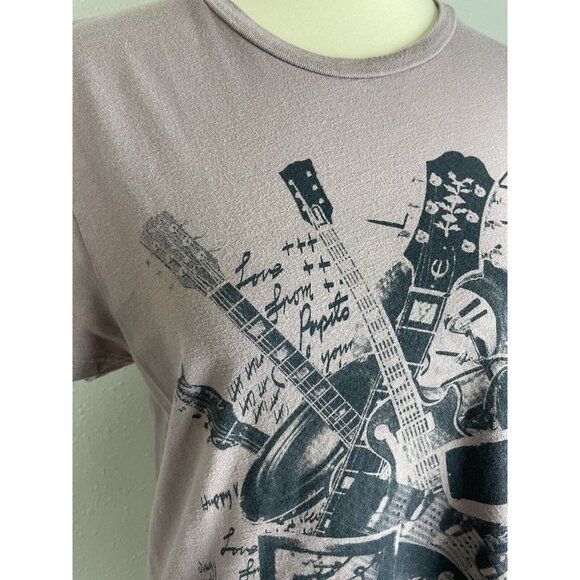 H&M Tshirt Mens Size M Dusty Purple Guitars Bikes Cars Graffiti - Picture 5 of 12